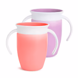 Munchkin Miracle 360 Sippy Trainer Toddler BPA Free Baby & Toddler Cups Baby Leakproof 6+ Months | 7oz/207 ml | 2 Pack |Pink/ ...