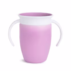 Munchkin Miracle 360 Sippy Trainer Toddler BPA Free Baby & Toddler Cups Baby Leakproof 6+ Months | 7oz/207 ml | 2 Pack |Pink/Purple
