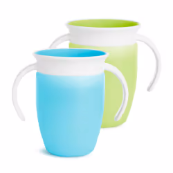 Munchkin Miracle 360 Sippy Trainer Toddler BPA Free Baby & Toddler Cups Baby Leakproof 6+ Months| 7oz/207 ml | 2 Pack | Blue/ ...