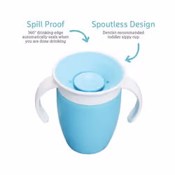 Munchkin Miracle 360 Sippy Trainer Toddler BPA Free Baby & Toddler Cups Baby Leakproof 6+ Months| 7oz/207 ml | 2 Pack | Blue/Green