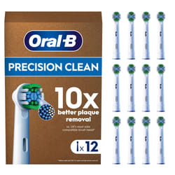Oral-B Pro Precision Clean Electric Toothbrush Head, X-Shape And Angled Bristles for Deeper Pack of 12 Toothbrush Heads, Suitable For Mailbox, White