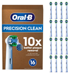 Oral-B Pro Precision Clean Electric Toothbrush Head, X-Shape And Angled Bristles for Deeper Pack of 16 Toothbrush Heads, Suitable For Mailbox, White