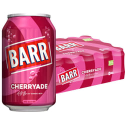 BARR since 1875, 24 Pack Cherryade, Zero No Sugar Cherry Flavoured Fizzy Drink Cans "Fizzingly Fun" - 24 x 330ml Cans