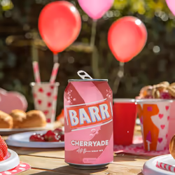 BARR since 1875, 24 Pack Cherryade, Zero No Sugar Cherry Flavoured Fizzy Drink Cans "Fizzingly Fun" - 24 x 330ml Cans