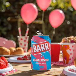 BARR since 1875, 24 Pack Blue Bubblegum Zero No Sugar Flavoured Fizzy Drink "Fizzingly Fun" - 24 x 330ml Cans