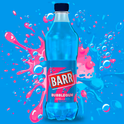 BARR since 1875, 12 Pack Blue Bubblegum, Zero No Sugar Flavoured Fizzy Drink "Fizzingly Fun" - 12 x 500ml Bottles