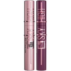 Maybelline New York Lash Sensational Sky High Mascara, Volumising & Lengthening Mascara, Washable Flake-Free Black + Burgundy Haze (Duo Bundle)