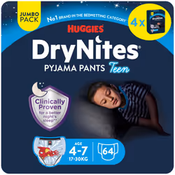 Huggies DryNites, Night Time Pants For Boys - Boys 4-7yrs (64 Pants) - Pyjama Pants With Discrete Protection - Unbeatable Nig ...