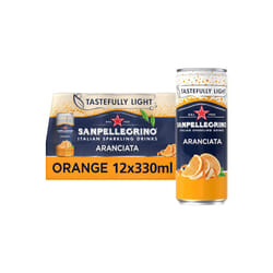 San Pellegrino Italian Sparkling Drinks Tastefully Light Sparkling Orange Canned Soft Drink 12 x 330ml | 64k Cals per Can
