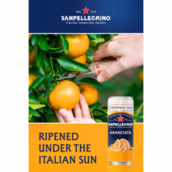 San Pellegrino Italian Sparkling Drinks Tastefully Light Sparkling Orange Canned Soft Drink 12 x 330ml | 64k Cals per Can