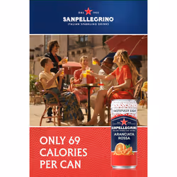 San Pellegrino Italian Sparkling Drinks Tastefully Light Sparkling Blood Orange Canned Soft Drink 12 x 330ml | 69 kCals per Can