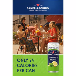 San Pellegrino Italian Sparkling Drinks Tastefully Light Sparkling Lemon & Mint Canned Soft Drink 12 x 330ml, 74 kCals per Can