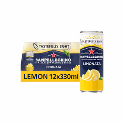 San Pellegrino Italian Sparkling Drinks Tastefully Light Sparkling Lemon Canned Soft Drink 12 x 330ml | 73k Cals per Can