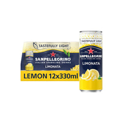 San Pellegrino Italian Sparkling Drinks Tastefully Light Sparkling Lemon Canned Soft Drink 12 x 330ml | 73k Cals per Can