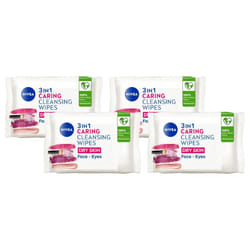 NIVEA Biodegradable Cleansing Wipes Dry Skin (40 sheets), Biodegradable Wipes made from 100% Make-Up Wipes, Face Wipes Makeup Remover (Pack of 4)