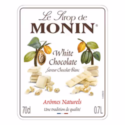 MONIN Premium White Chocolate Syrup 700ml for Coffee and Cocktails. Vegan-Friendly, Allergen-Free, 100% Natural Flavours and Colourings