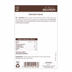 MONIN Premium Speculoos Syrup 700ml for Coffee and Cocktails. Vegan-Friendly, Allergen-Free, 100% Natural Flavours and Colourings.