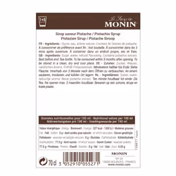 MONIN Premium Pistachio Syrup 700ml for Coffee and Cocktails. Vegan-Friendly, Allergen-Free, 100% Natural Flavours and Colourings