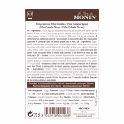 MONIN Premium Pina Colada Syrup 700ml for Cocktails and Mocktails. Vegan-Friendly, Allergen-Free, 100% and Colourings. Perfect for PiÃ±a Coladas