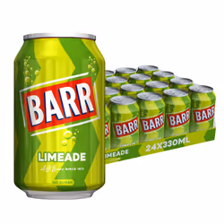 BARR since 1875, 24 Pack Zingy Limeade, Zero No Sugar Lime Flavoured Fizzy Drink "Fizzingly Fun" - 24 x 330ml Cans