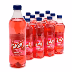 BARR since 1875, 12 Pack Cherryade, Zero No Sugar Cherry Flavoured Fizzy Drink "Fizzingly Fun" - 12 x 500ml Bottles