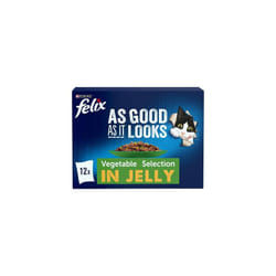 FELIX As Good As it Looks Vegetable in Jelly Wet Cat Food 12x85g (Pack of 4)
