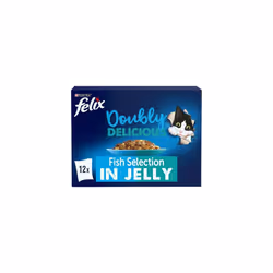FELIX Doubly Delicious Fish Selection in Jelly Wet Cat Food 12x85g (Pack of 4)