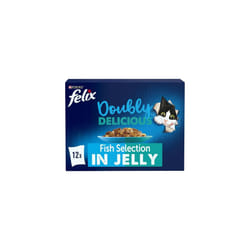 FELIX Doubly Delicious Fish Selection in Jelly Wet Cat Food 12x85g (Pack of 4)
