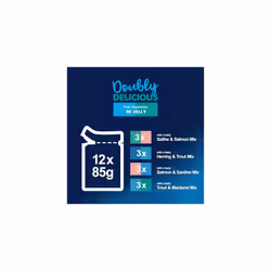 FELIX Doubly Delicious Fish Selection in Jelly Wet Cat Food 12x85g (Pack of 4)