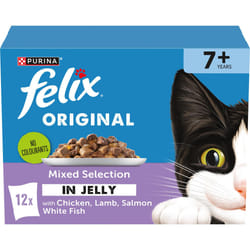 FELIX Original Senior 7+ Mixed Selection in Jelly Wet Cat Food 12x85g (Pack of 4)