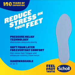 Scholl Shock Absorber Insoles - Contain Over 3000 Gel Nodules for All Day Shock Breathable Washable Shoe Insoles, Trim to Fit, UK Size 3-12, 1 Pair