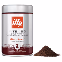 illy Coffee - Intenso Filter Coffee - Dark Roast - 100% Arabica Coffee - Ideal for Filter/Cafetiere Preparation - 250g Tin