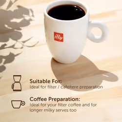 illy Coffee - Intenso Filter Coffee - Dark Roast - 100% Arabica Coffee - Ideal for Filter/Cafetiere Preparation - 250g Tin