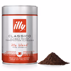 illy Coffee - Classico Ground Coffee - Medium Roast - 100% Arabica Coffee - Ideal for Espresso Preparation - 250g Tin