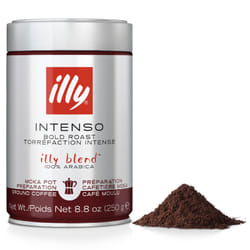 illy Coffee - Intenso Ground Coffee - Dark Roast - 100% Arabica Coffee - Ideal for Moka Pots - 250g Tin