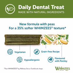 WHIMZEES By Wellness Softer Dog Dental Sticks, 56 Pieces, Size XS, Dog Chews Small Breeds, Gentle Care, Suitable Senior Dogs, Grain-Free, Rawhide-Free