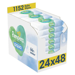 Pampers Harmonie Aqua Baby Wipes 24 Packs of 48 Wipes = 1152 Baby Wet Wipes, Help restore natural skin pH,delicate lotion with 99% water