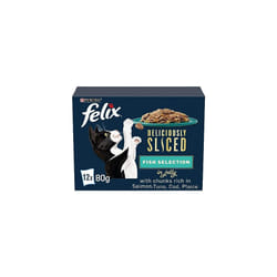 Felix Deliciously Sliced Adult Wet Cat Food Ocean Selection 12x80g, Pack of 4