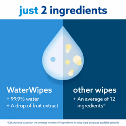 WaterWipes Plastic-Free Original Baby Wipes, 99.9% Water Based Wipes, Unscented for Sensitive Skin, 720 count (Pack of 12)