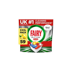 Fairy Platinum Plus All-In-1 Dishwasher Tablets Bulk, Fairy Dishwasher Tablets Platinum Plus, 59 PACK, With Anti-Dull Technology & Rinse Aid Action