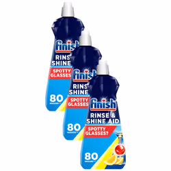 Finish | Finish Dishwasher Rinse & Shine Aid | Lemon| 400ml | For Drier Glasses and Spot Prevention (Pack of 3)