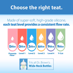 Dr. Brown's Options+ Baby Bottle Teats, Level 4, Wide-Neck, pack of 2