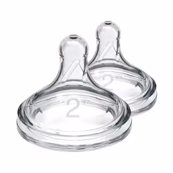 Dr. Brown's Natural Flow Level 2 Wide-Neck Baby Bottle Silicone Teat, Medium Flow, 3m+, 100% Silicone Bottle Teat, 2-Pack