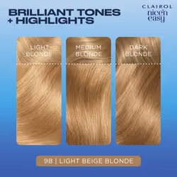 Clairol Nice'n Easy CrÃ¨me, Natural Looking Oil Infused Permanent Hair Dye, 9B Light Beige Blonde