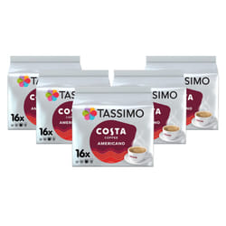 Tassimo Costa Americano Coffee Pods x16 (Pack of 5, Total 80 Drinks)
