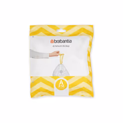 Brabantia PerfectFit Bin Liners (Size A/3 Litre) Thick Plastic Trash Bags with Tie Tape Drawstring Handles (40 Bags), White - ...