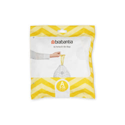 Brabantia PerfectFit Bin Liners (Size A/3 Litre) Thick Plastic Trash Bags with Tie Tape Drawstring Handles (40 Bags), White - Code a,137600
