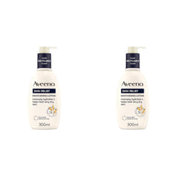 Aveeno Skin Relief Moisturising Lotion | Soothes Skin From Day 1 | For Very Dry Skin Care | With Shea Butter Prebiotic Oatmeal | 300 Ml (Pack Of 2)