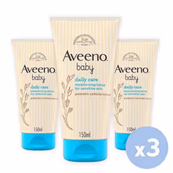 Aveeno Baby Daily Care Moisturising Lotion - 24 Hour Moisturisation - 3 Pack (3 X 150ml) [Packaging May Vary]