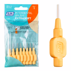 TePe Interdental Brush, Extra Soft, Orange, 0.45mm/ISO 1, 8pcs, Teeth Cleaning Plaque Removal, efficient Clean Between Teeth, ...